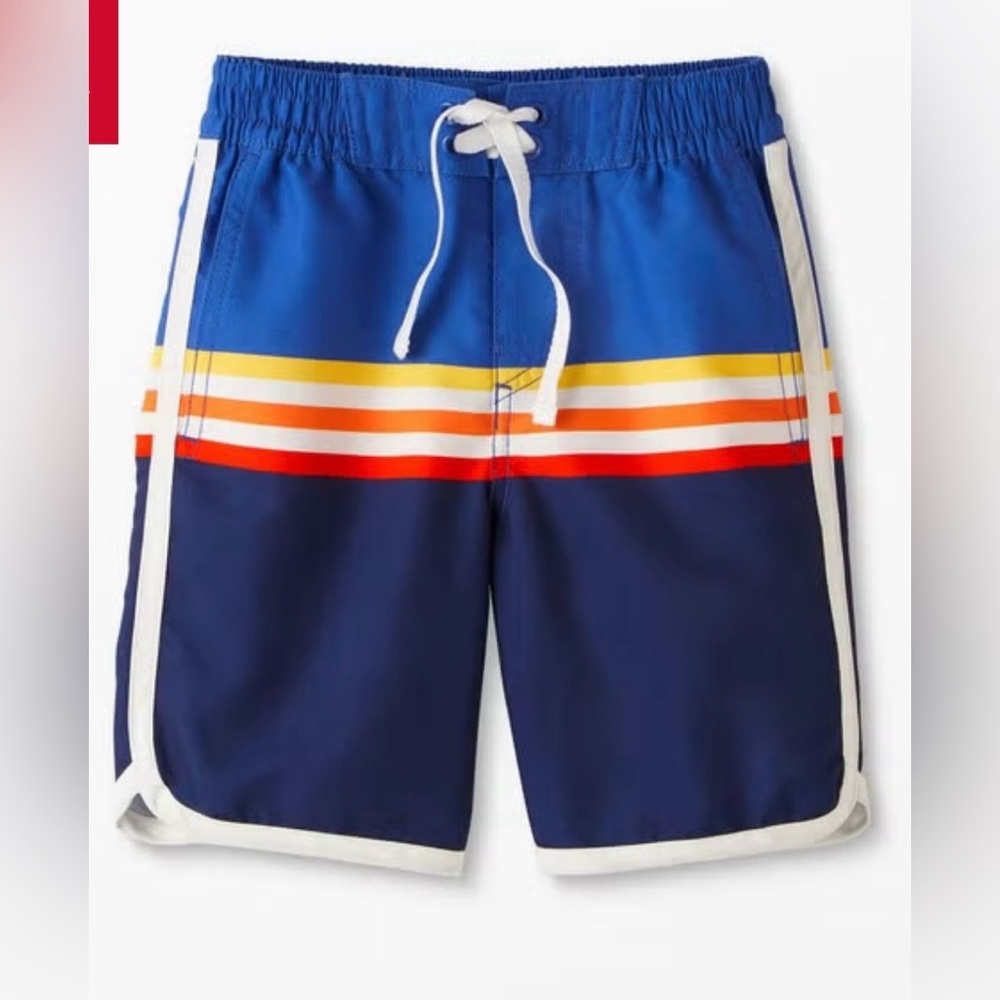 Hanna Andersson Blue and Orange Striped Swim Trunks